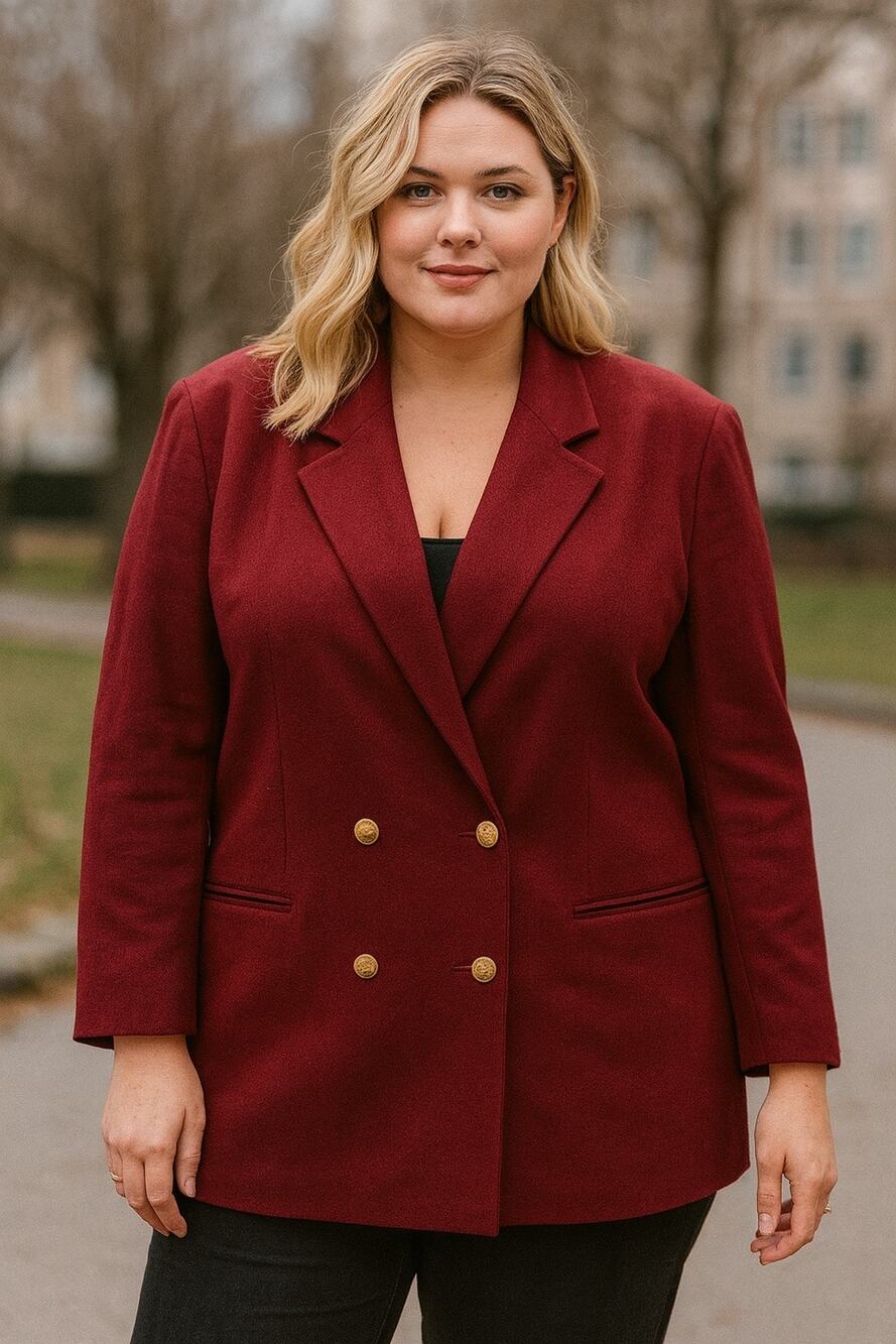 Vintage Stephanie Andrew’s Wool Double Breasted RED Blazer Plus Size 22 2x